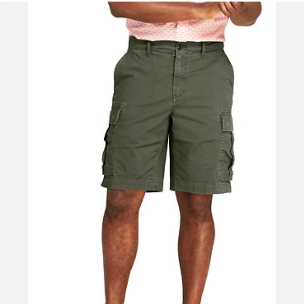 LANDS END CARGO SHORTS 100% Cotton Green Mens Size 38